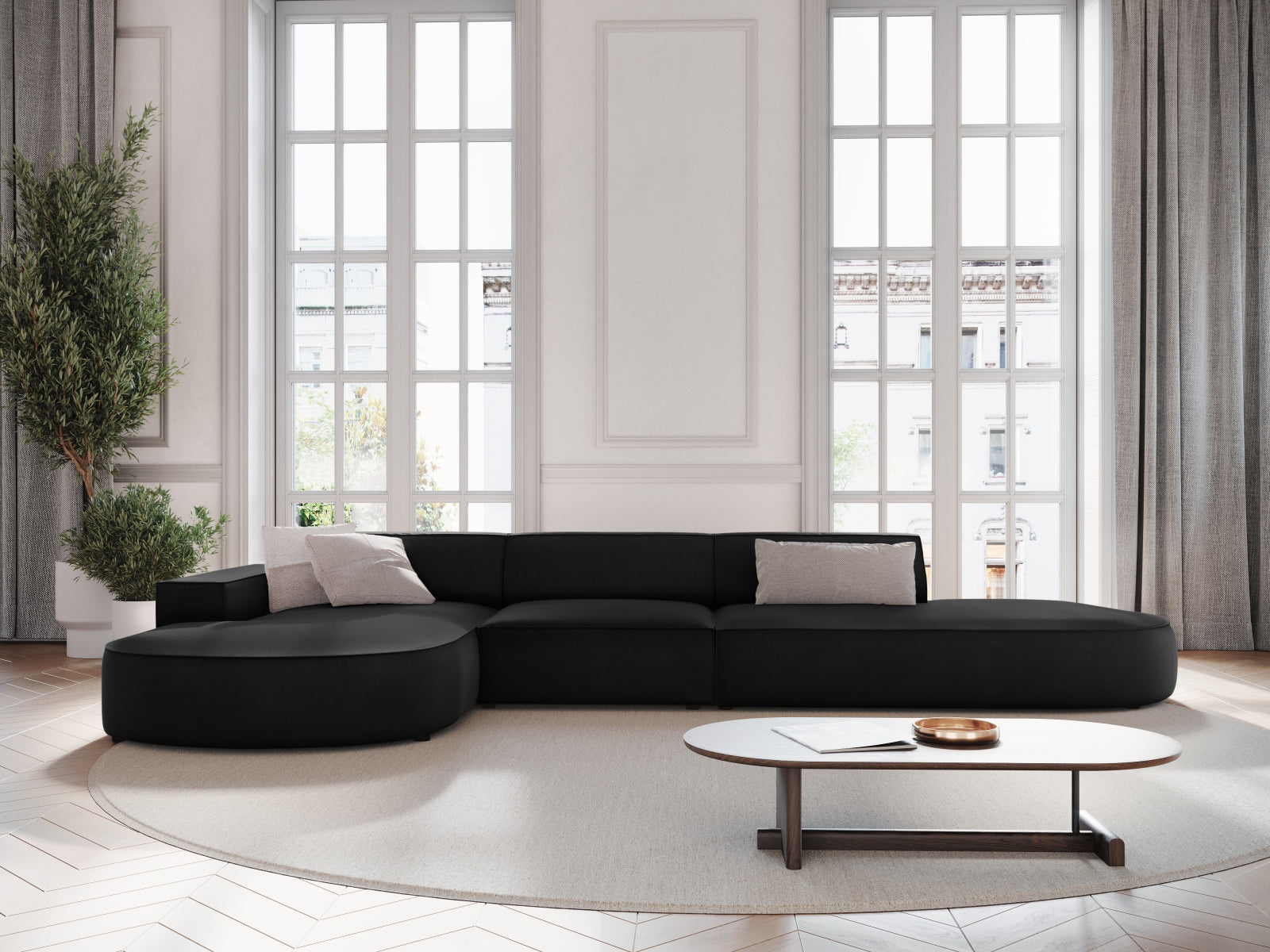 Entdecken Sie das Jodie Velour Ecksofa links von Micadoni – ein stilvolles 4-Sitzer Möbelstück, das Komfort und Eleganz vereint.