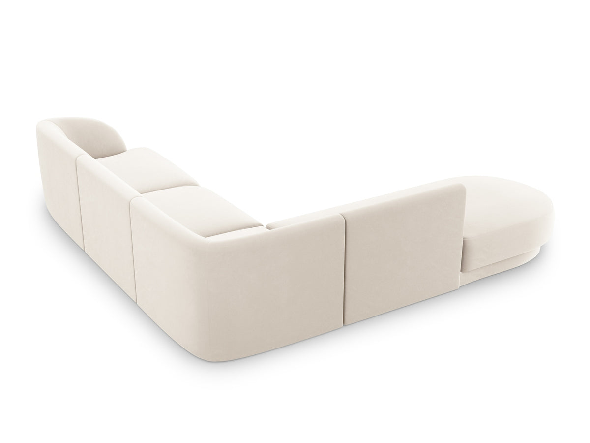 Miley Velour Ecksofa links 6 Sitzer in Light Beige-Bluvel präsentiert im Onlineshop von KAQTU Design AG. Ecksofa links ist von Micadoni