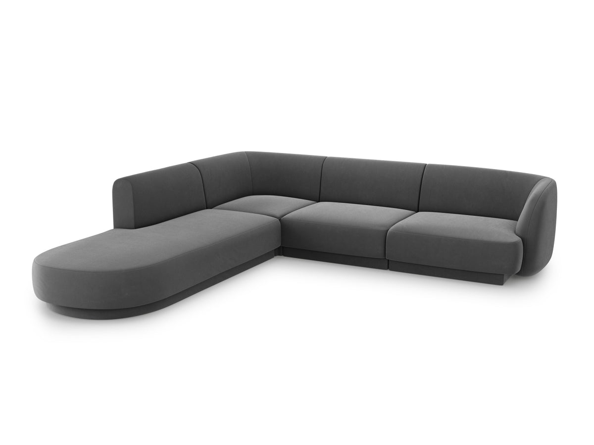 Miley Velour Ecksofa links 6 Sitzer in Grey-Bluvel präsentiert im Onlineshop von KAQTU Design AG. Ecksofa links ist von Micadoni
