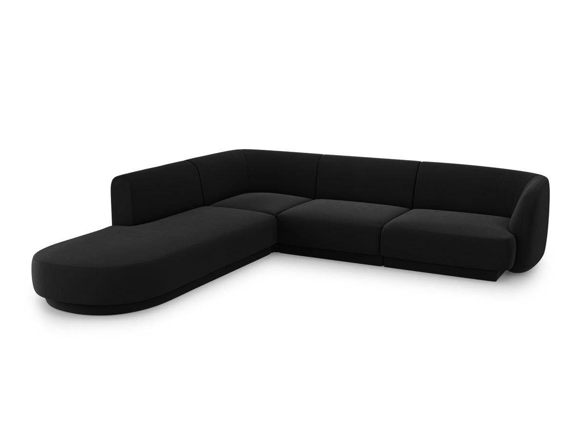 Miley Velour Ecksofa links 6 Sitzer in Black-Bluvel präsentiert im Onlineshop von KAQTU Design AG. Ecksofa links ist von Micadoni
