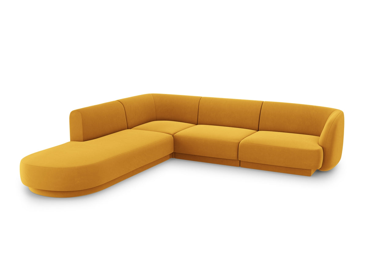 Miley Velour Ecksofa links 6 Sitzer in Yellow-Bluvel präsentiert im Onlineshop von KAQTU Design AG. Ecksofa links ist von Micadoni