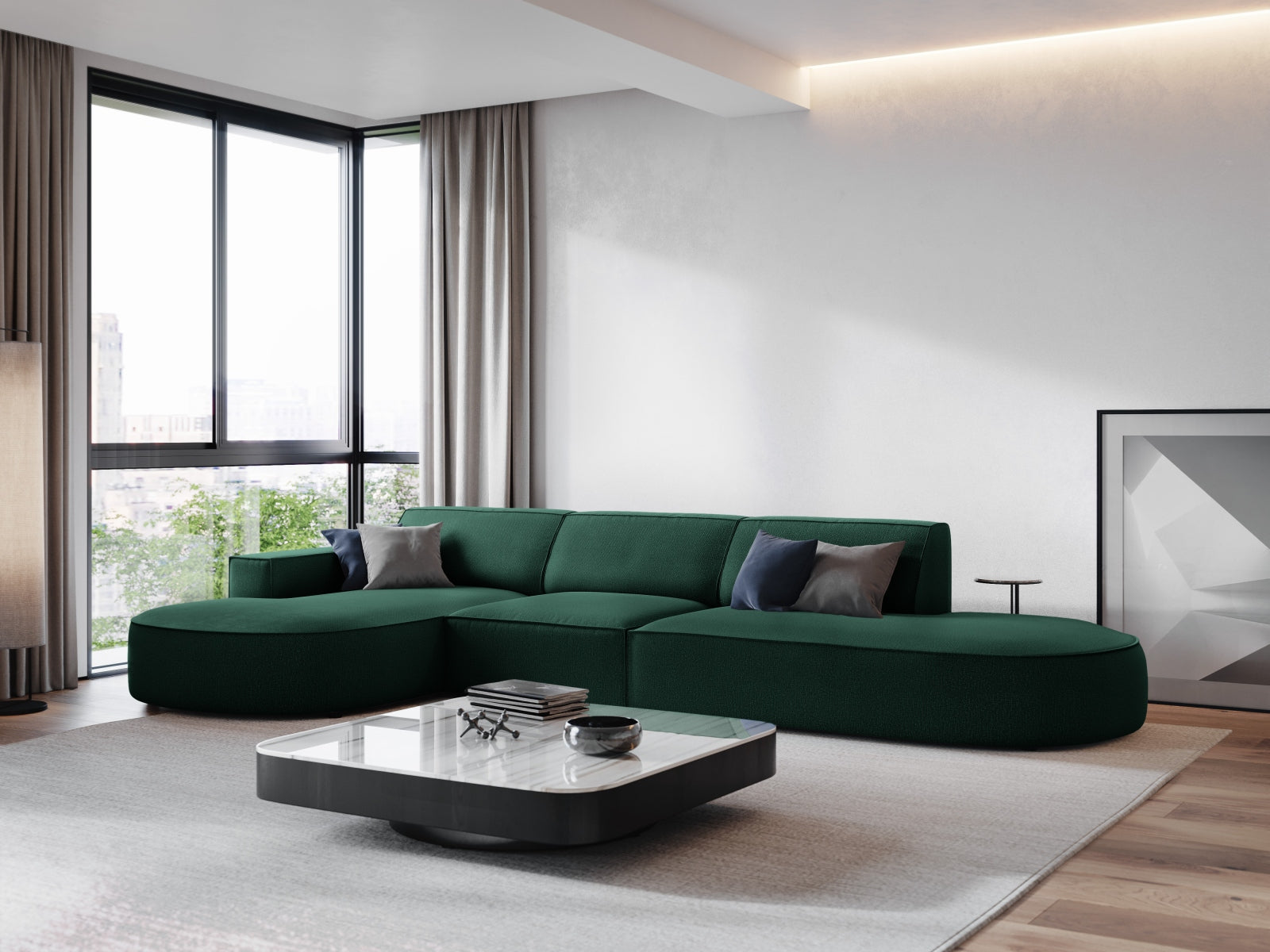 Entdecken Sie das Jodie Ecksofa links 4 Sitzer von Micadoni – stilvoll, modular und komfortabel für Ihr modernes Wohnzimmer.