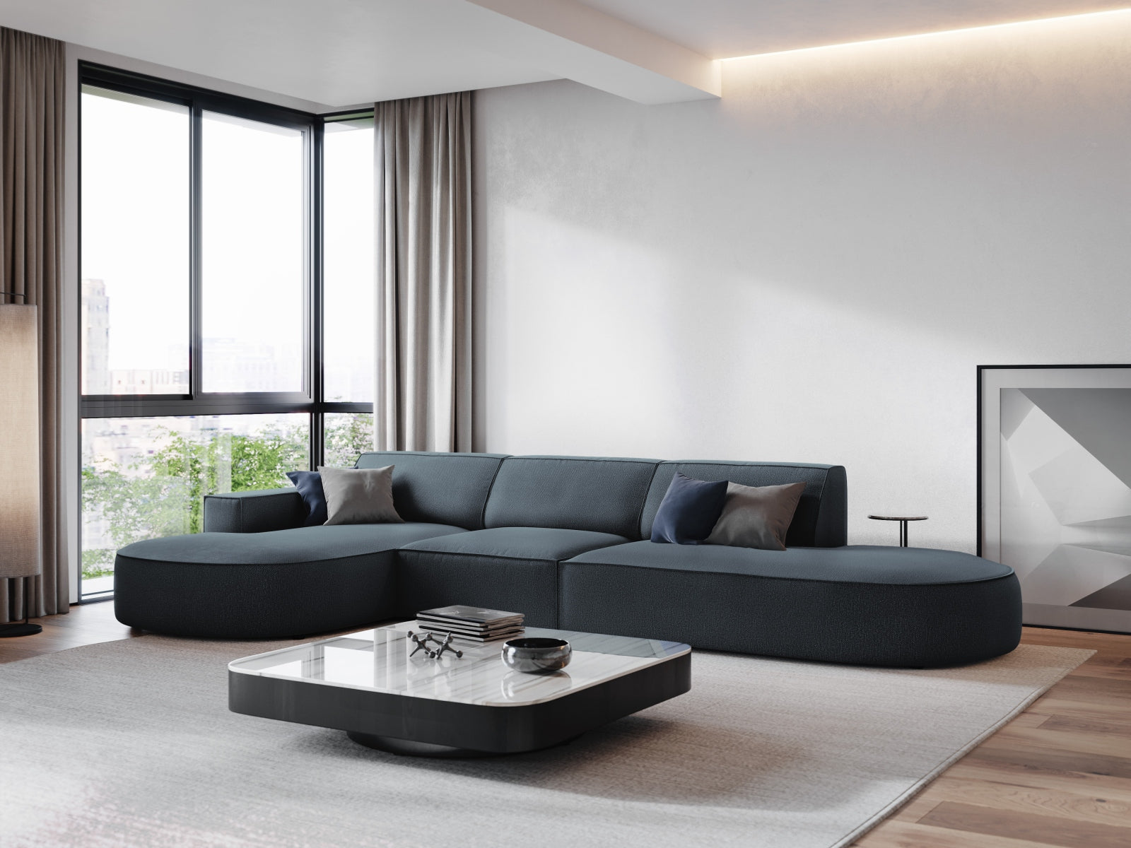Entdecken Sie das Jodie Ecksofa links 4 Sitzer von Micadoni – stilvoll, modular und komfortabel für Ihr modernes Wohnzimmer.