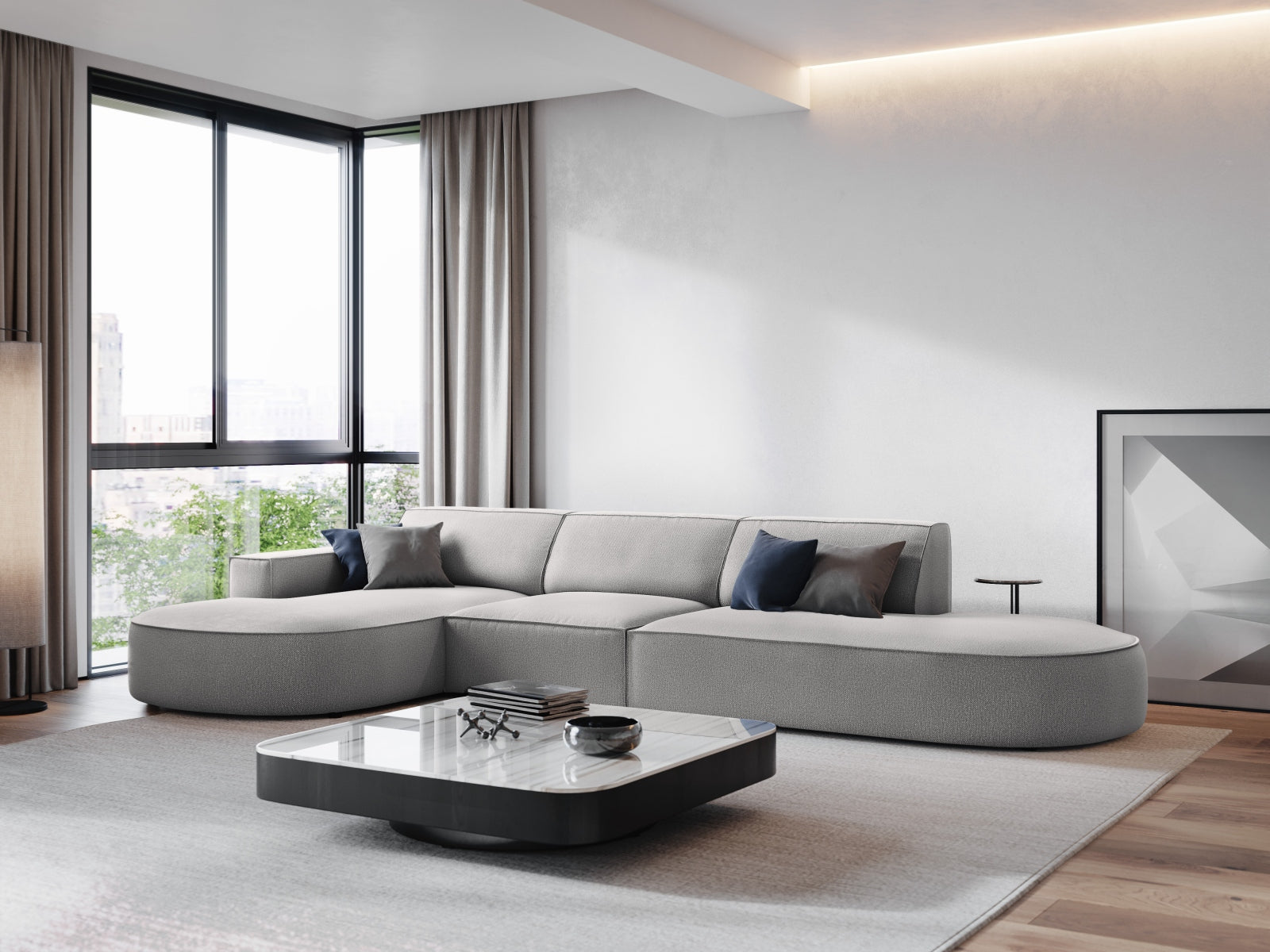 Entdecken Sie das Jodie Ecksofa links 4 Sitzer von Micadoni – stilvoll, modular und komfortabel für Ihr modernes Wohnzimmer.