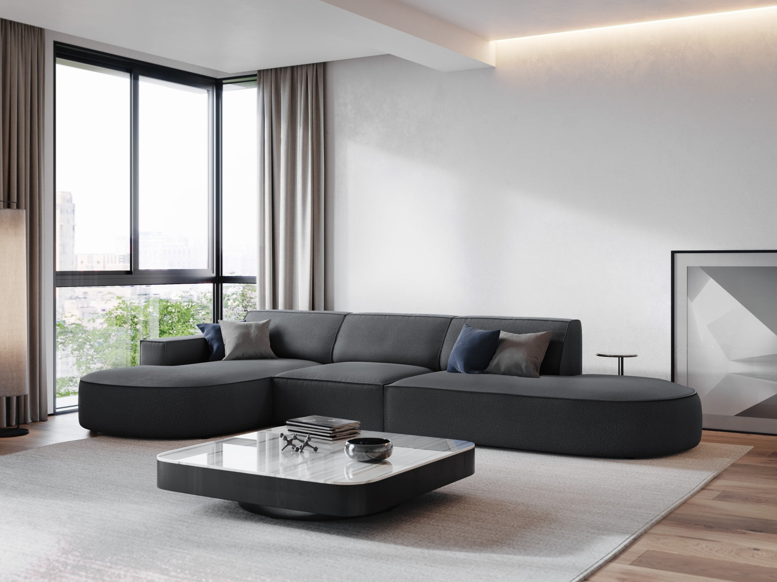 Entdecken Sie das Jodie Ecksofa links 4 Sitzer von Micadoni – stilvoll, modular und komfortabel für Ihr modernes Wohnzimmer.