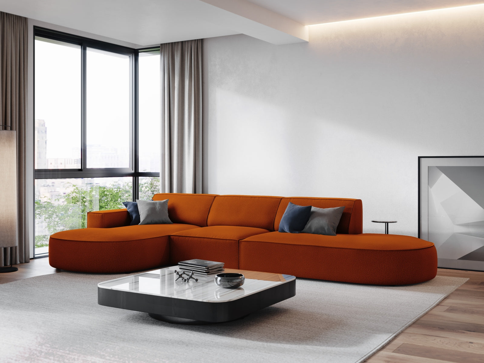 Entdecken Sie das Jodie Ecksofa links 4 Sitzer von Micadoni – stilvoll, modular und komfortabel für Ihr modernes Wohnzimmer.
