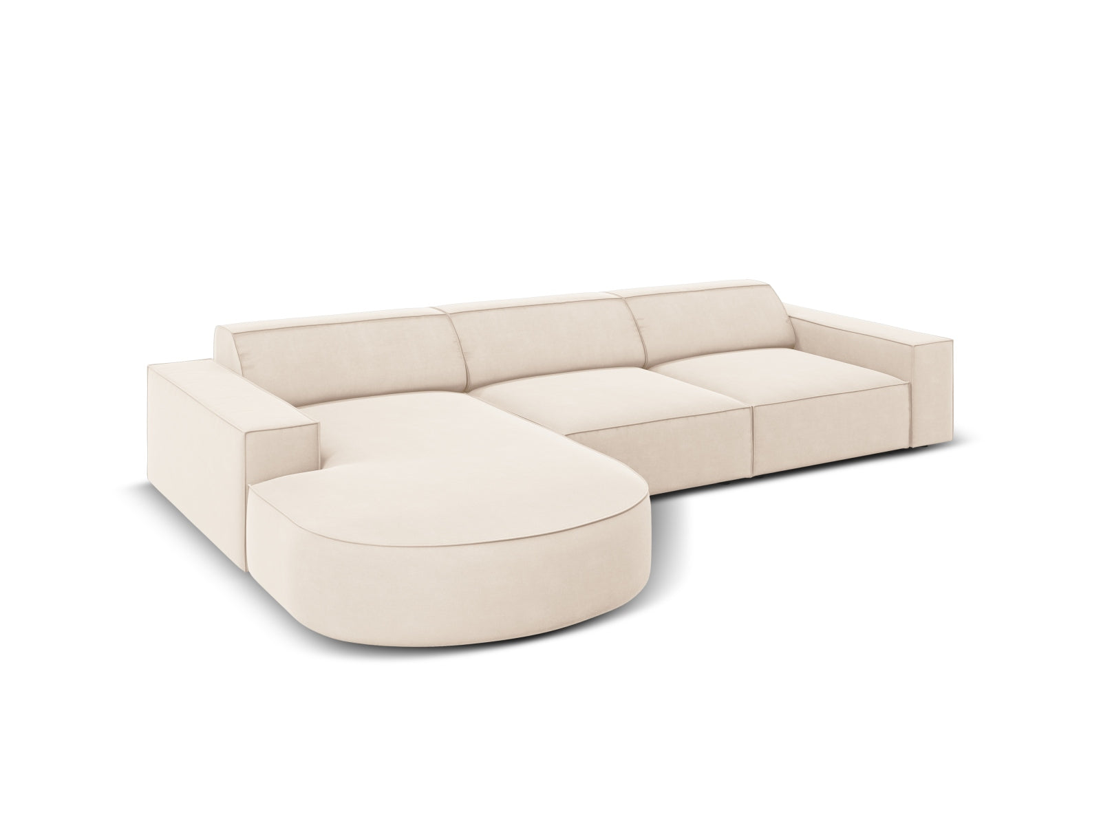 Entdecken Sie das Jodie Velour Ecksofa links von Micadoni – ein stilvolles, modulares 4-Sitzer Sofa, das Eleganz und Flexibilität in Ihr Zuhause bringt.