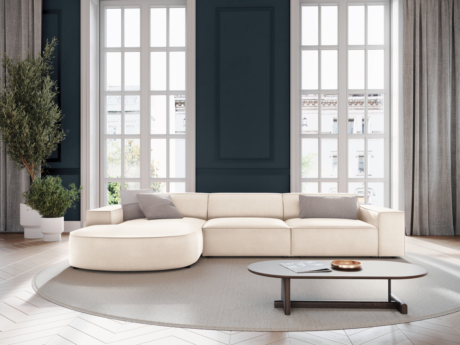 Entdecken Sie das Jodie Velour Ecksofa links von Micadoni – ein stilvolles 4-Sitzer Sofa, das Komfort und Eleganz in Ihr Zuhause bringt.