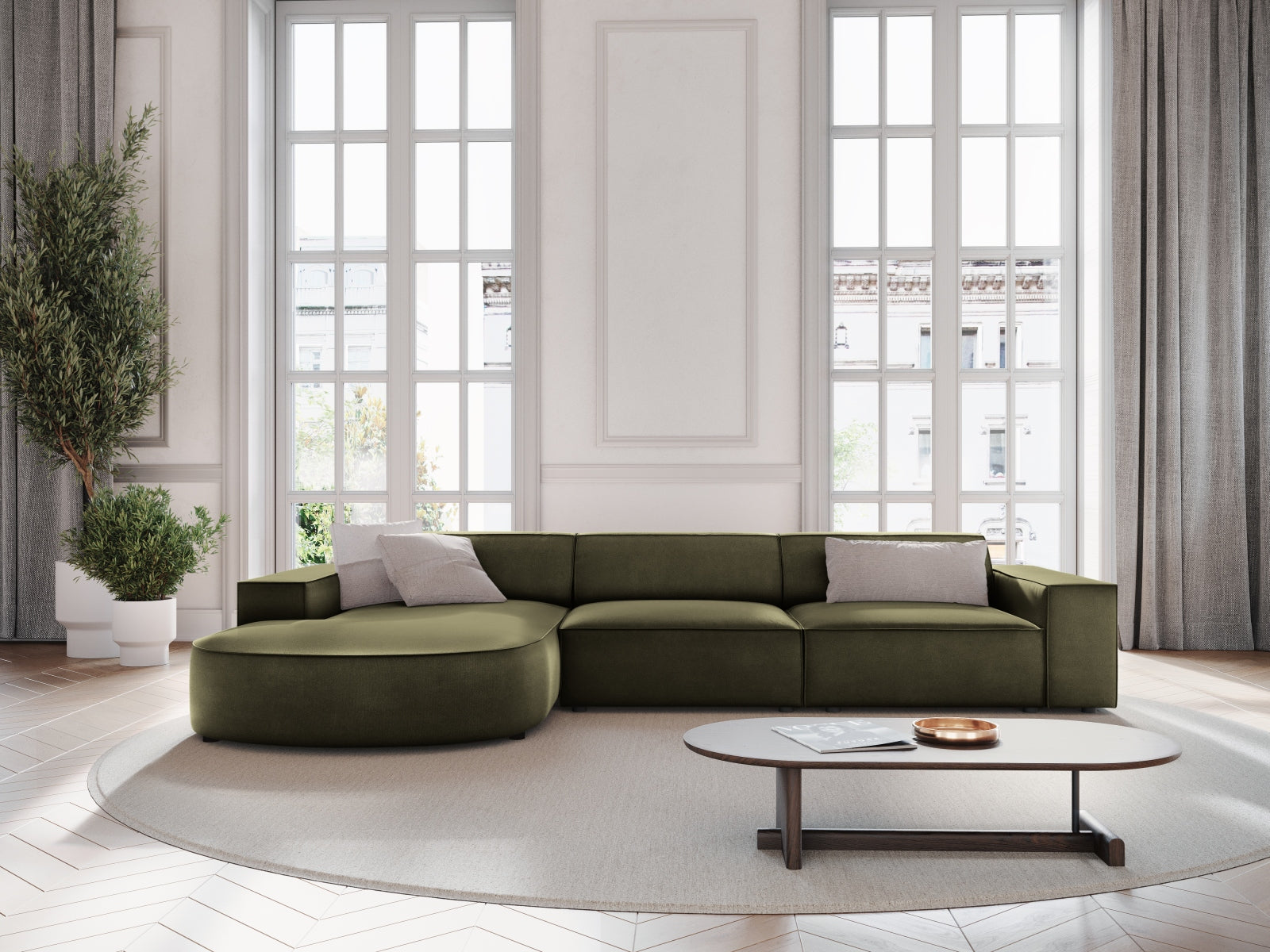 Entdecken Sie das Jodie Velour Ecksofa links von Micadoni – ein stilvolles 4-Sitzer Sofa, das Komfort und Eleganz in Ihr Zuhause bringt.
