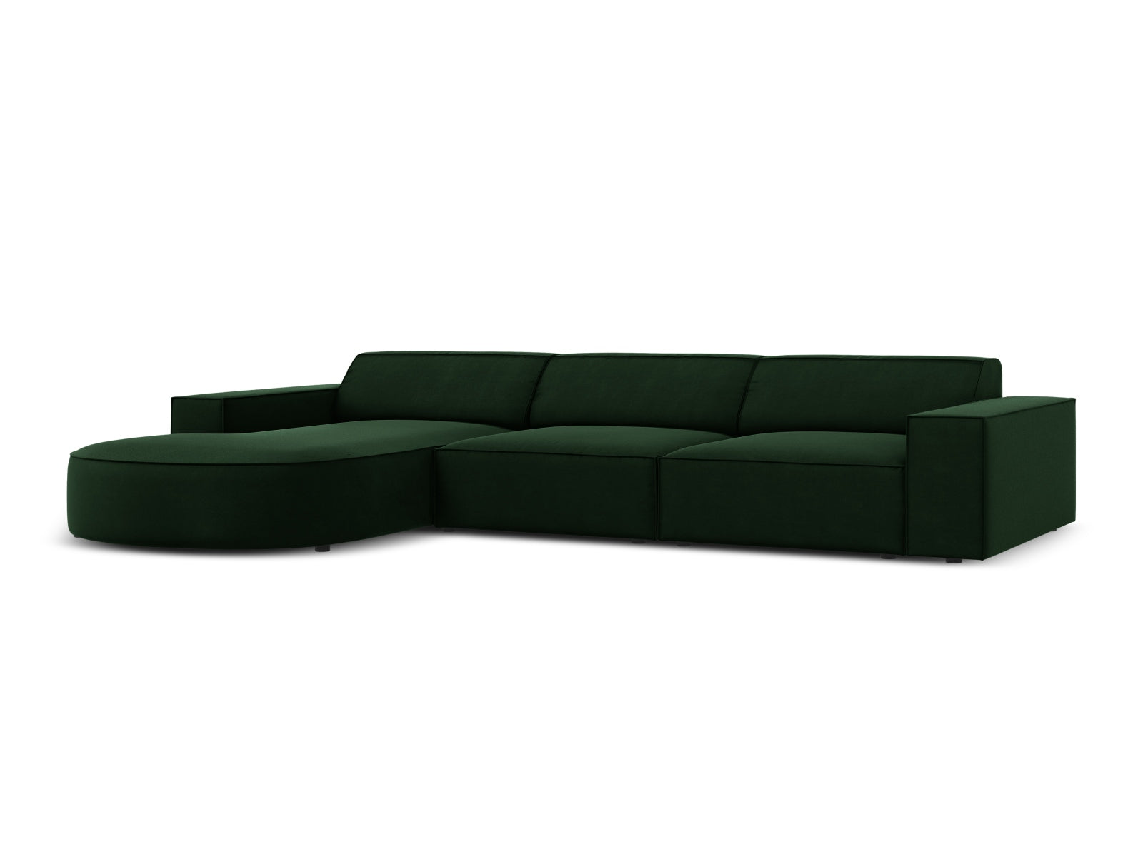 Erleben Sie das Jodie Velour Ecksofa links von Micadoni – ein modulares 4-Sitzer Sofa, das modernes Design und höchsten Komfort vereint.