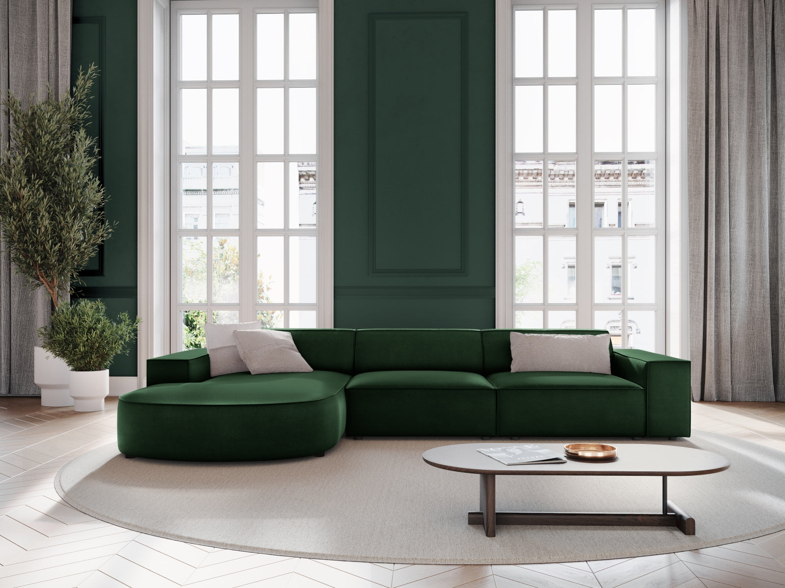 Entdecken Sie das Jodie Velour Ecksofa links von Micadoni – ein stilvolles 4-Sitzer Sofa, das Komfort und Eleganz in Ihr Zuhause bringt.