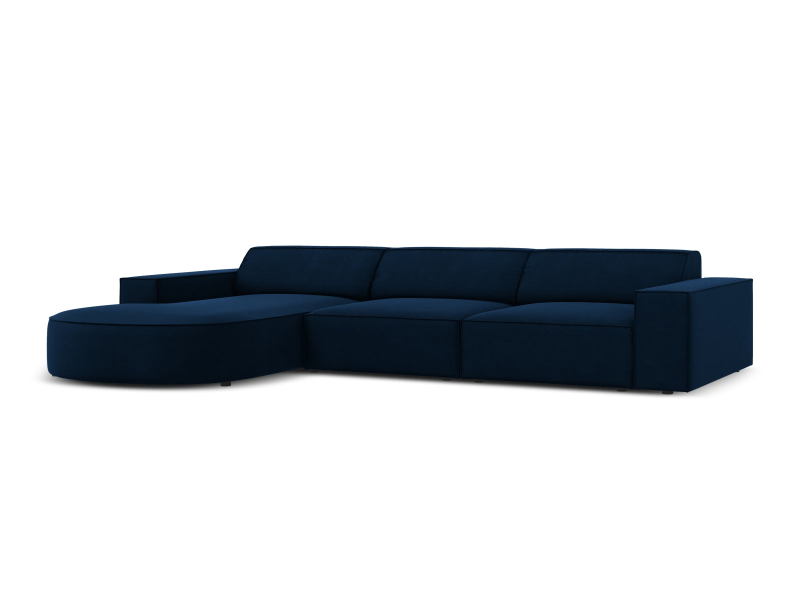 Erleben Sie das Jodie Velour Ecksofa links von Micadoni – ein modulares 4-Sitzer Sofa, das modernes Design und höchsten Komfort bietet.