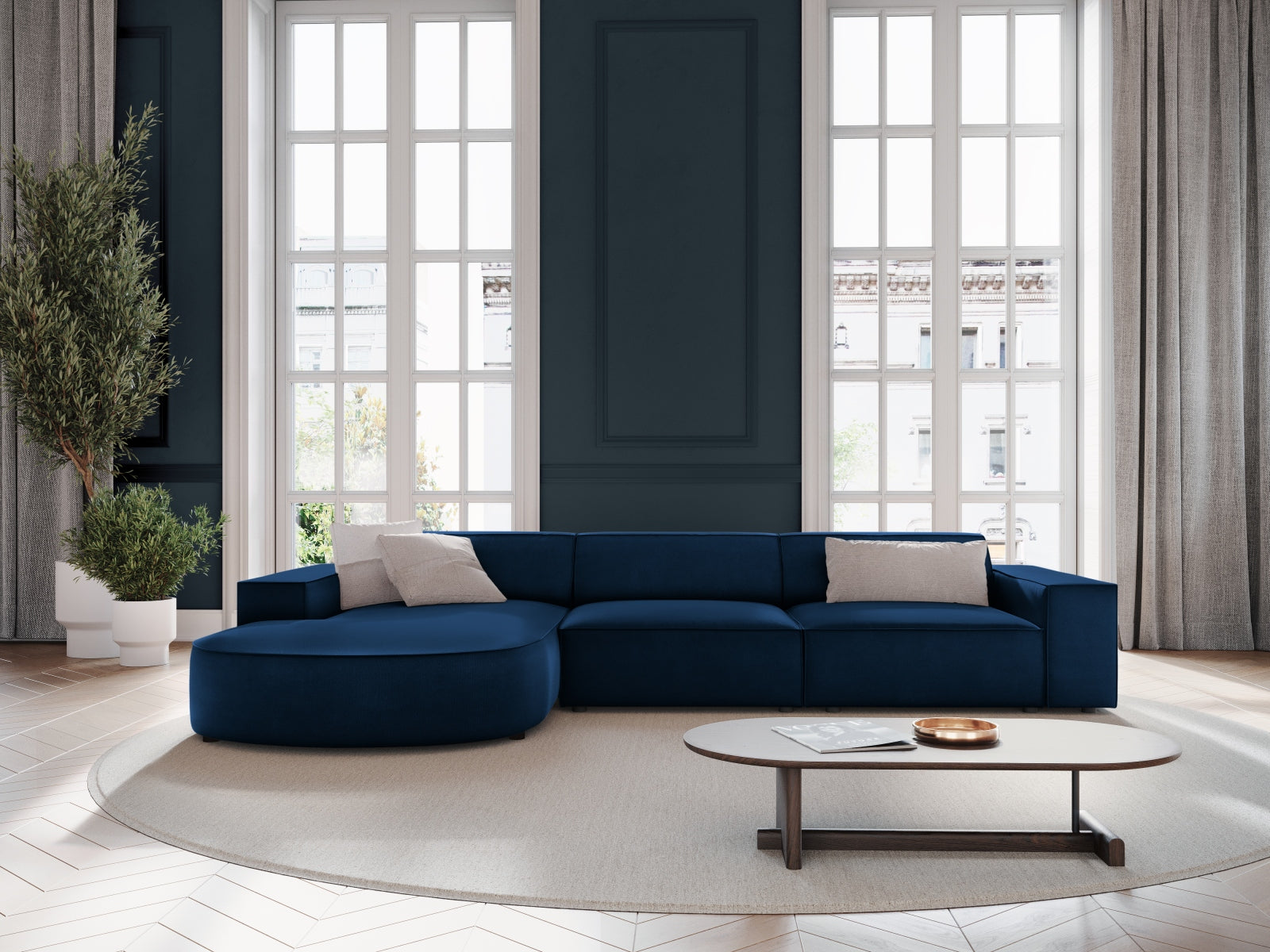 Entdecken Sie das Jodie Velour Ecksofa links von Micadoni – ein stilvolles 4-Sitzer Sofa, das Komfort und Eleganz vereint.