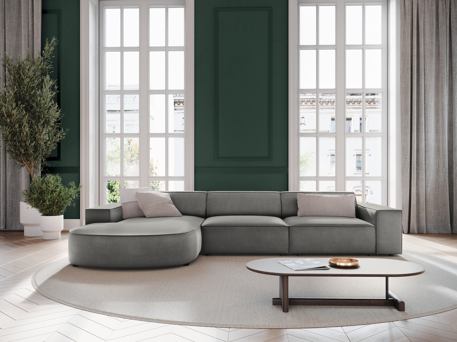 Entdecken Sie das Jodie Velour Ecksofa links von Micadoni – ein stilvolles 4-Sitzer Sofa, das Komfort und Eleganz in Ihr Zuhause bringt.
