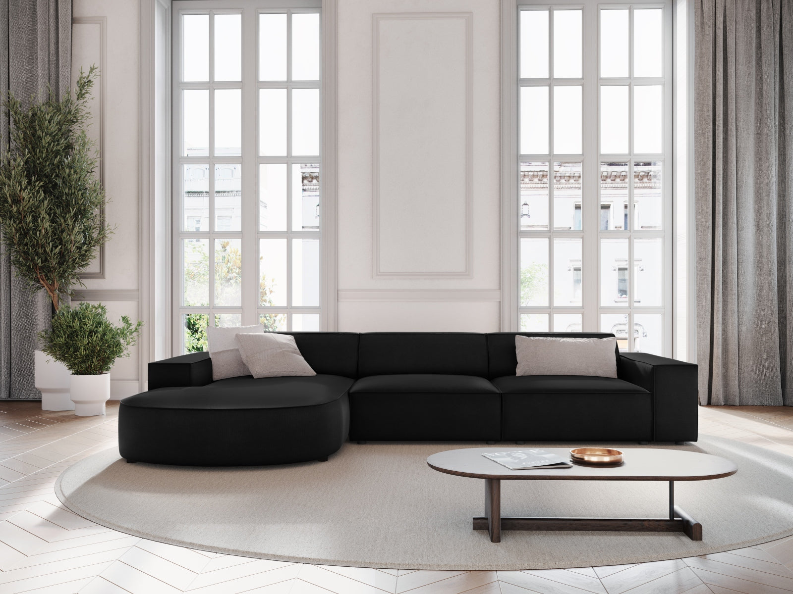 Entdecken Sie das Jodie Velour Ecksofa links von Micadoni – ein stilvolles 4-Sitzer Möbelstück, das Komfort und Eleganz vereint.