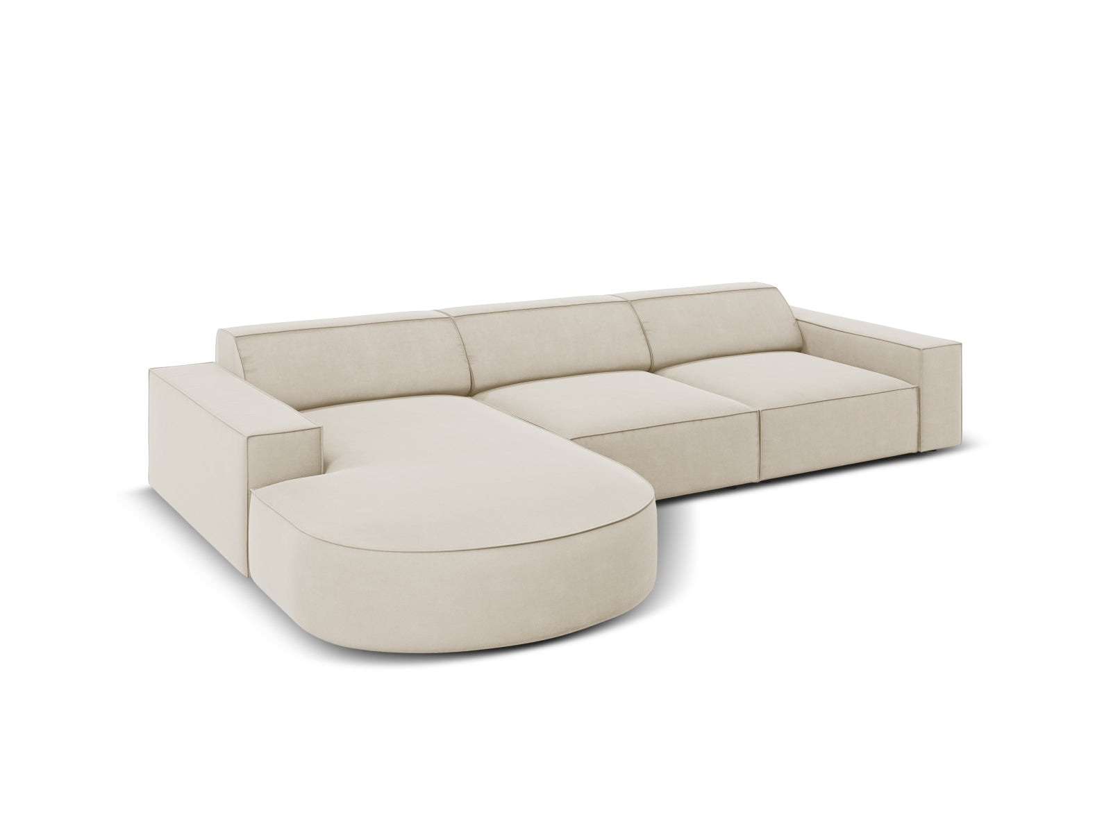 Entdecken Sie das Jodie Velour Ecksofa links von Micadoni – ein stilvolles, modulares 4-Sitzer Sofa, das Eleganz und Komfort vereint.