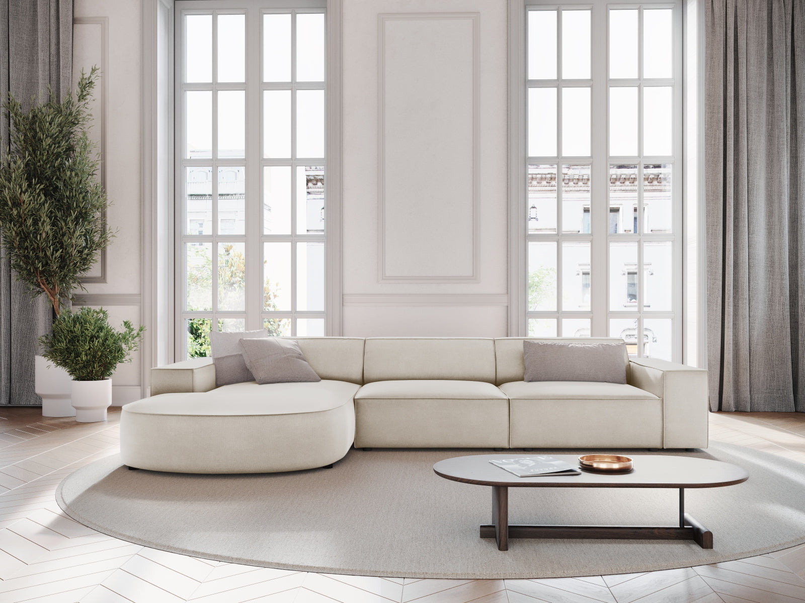 Entdecken Sie das Jodie Velour Ecksofa links von Micadoni – ein stilvolles 4-Sitzer Sofa, das Komfort und Eleganz vereint. Ideal für Ihr Wohnzimmer!