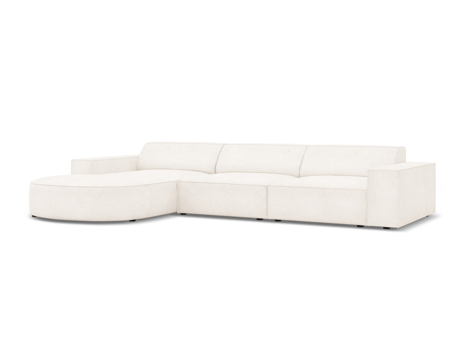 Entdecken Sie das Jodie Boucle Ecksofa links von Micadoni – ein elegantes 4-Sitzer Sofa, das Komfort und Stil in Ihr Wohnzimmer bringt.