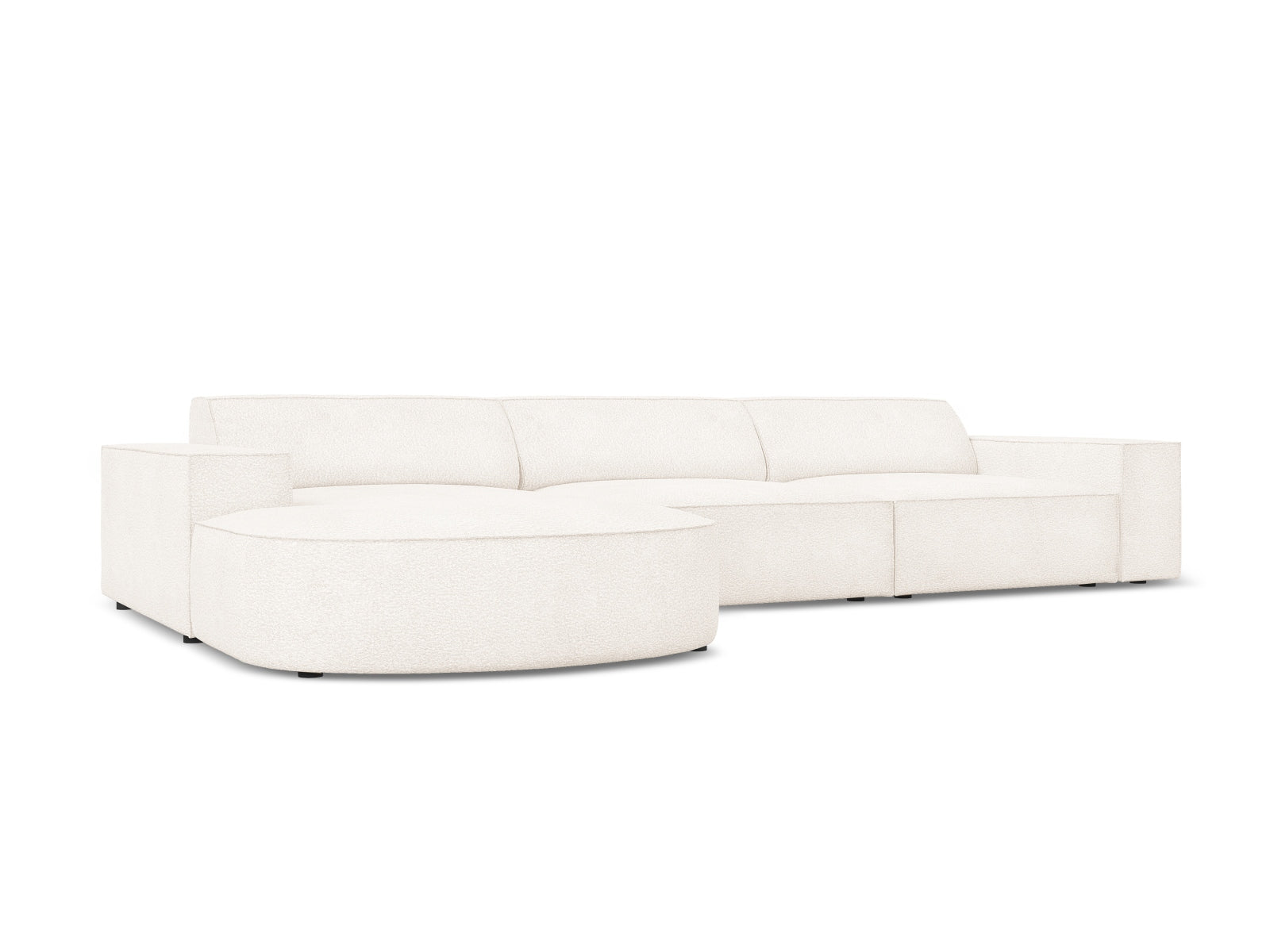 Erleben Sie das Jodie Boucle modulares Ecksofa links von Micadoni – ein stilvolles 4-Sitzer Sofa, das Eleganz, Komfort und Anpassungsfähigkeit vereint.