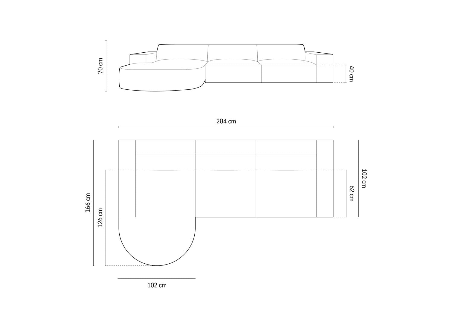 Erleben Sie das Jodie Ecksofa links 4 Sitzer von Micadoni – ein elegantes, modulares Sofa, das Komfort und Stil für Ihr Wohnzimmer bietet.