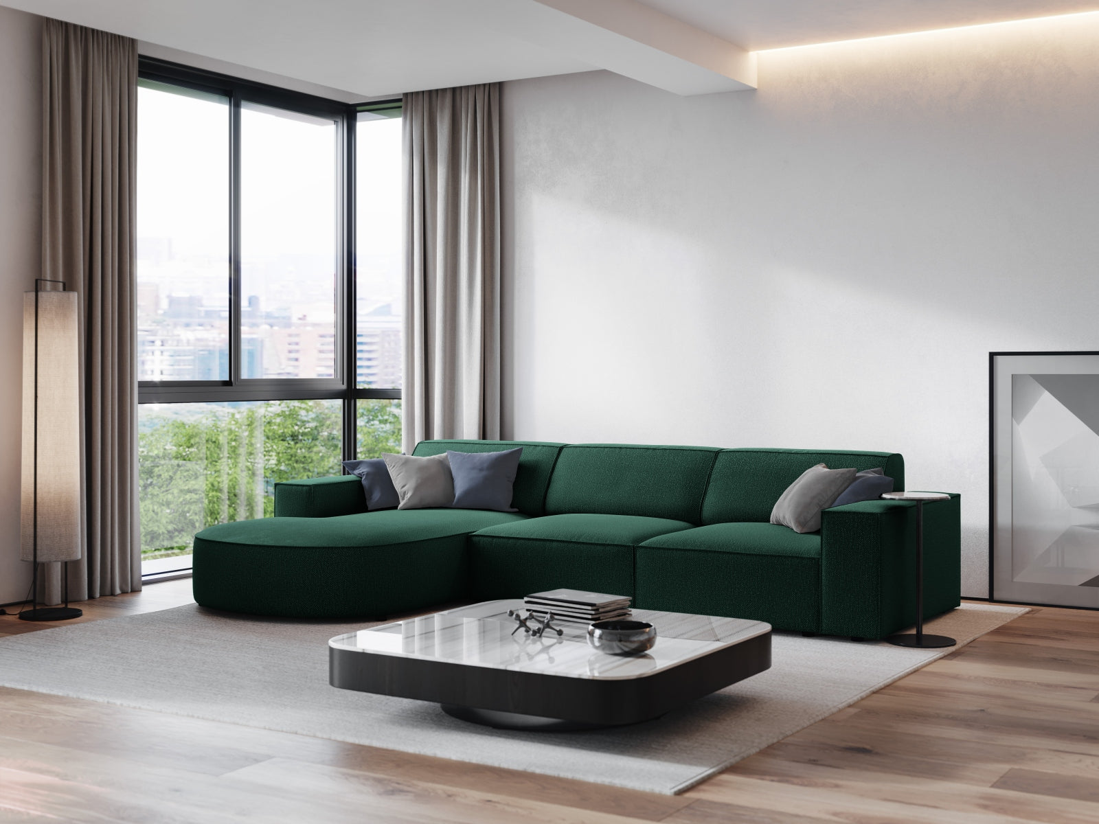 Entdecken Sie das Jodie Ecksofa links 4 Sitzer von Micadoni – stilvoll, modular und komfortabel für Ihr modernes Wohnzimmer.