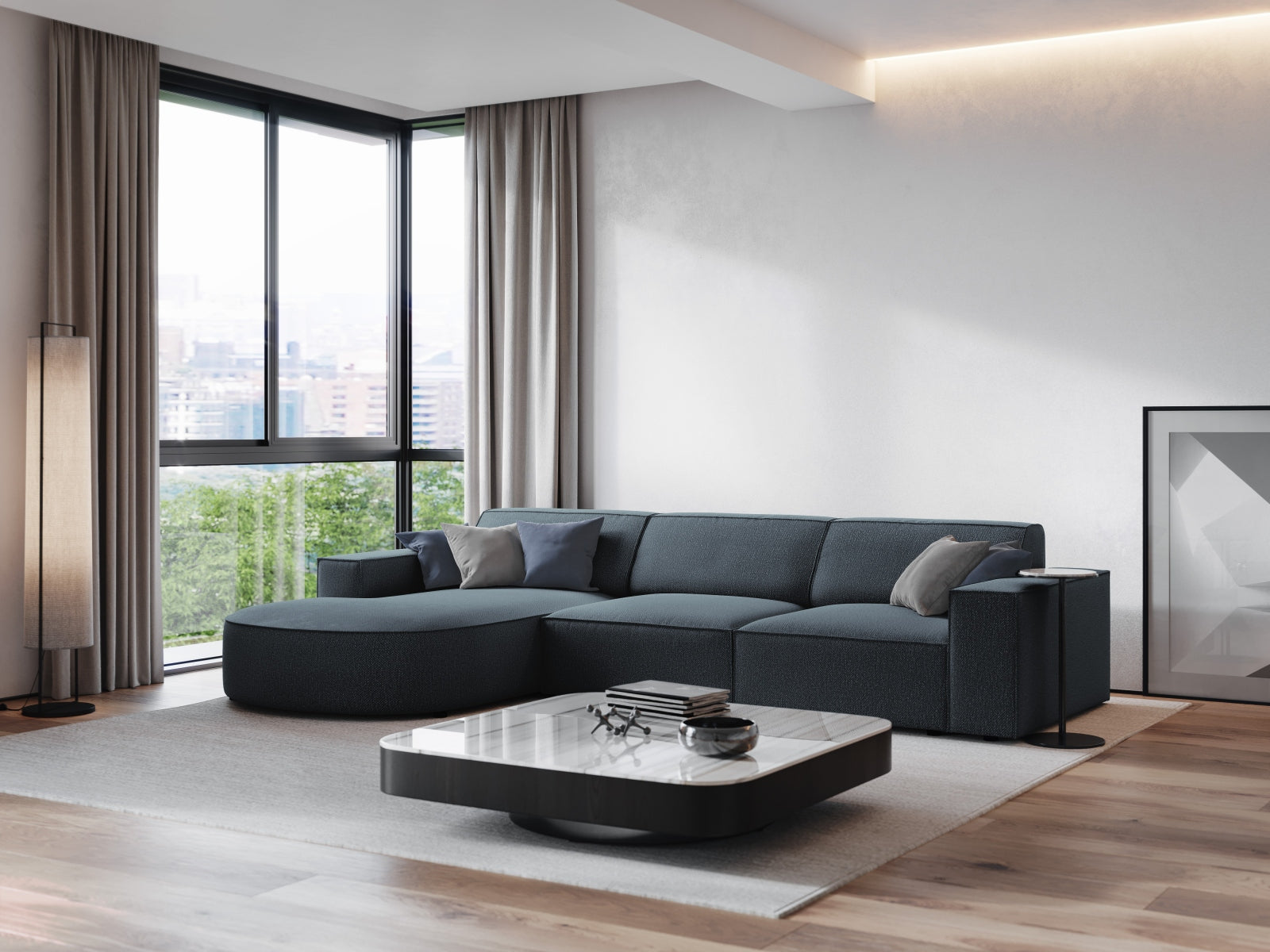 Entdecken Sie das Jodie Ecksofa links 4 Sitzer von Micadoni – stilvoll, modular und komfortabel für Ihr modernes Wohnzimmer.