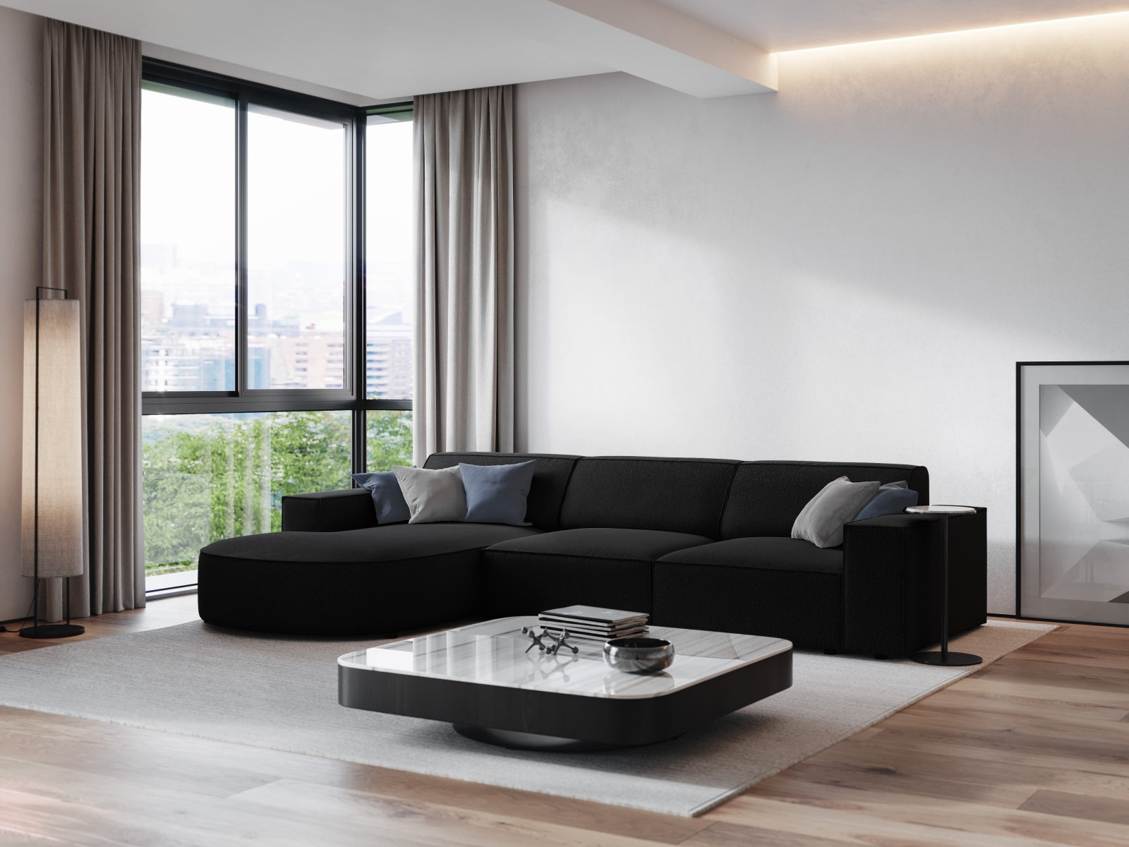 Entdecken Sie das Jodie Ecksofa links 4 Sitzer von Micadoni – stilvoll, modular und komfortabel für Ihr modernes Wohnzimmer.
