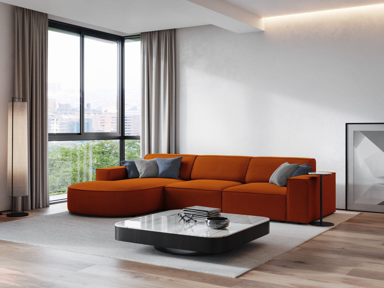 Entdecken Sie das Jodie Ecksofa links 4 Sitzer von Micadoni – stilvoll, modular und komfortabel für Ihr modernes Wohnzimmer.