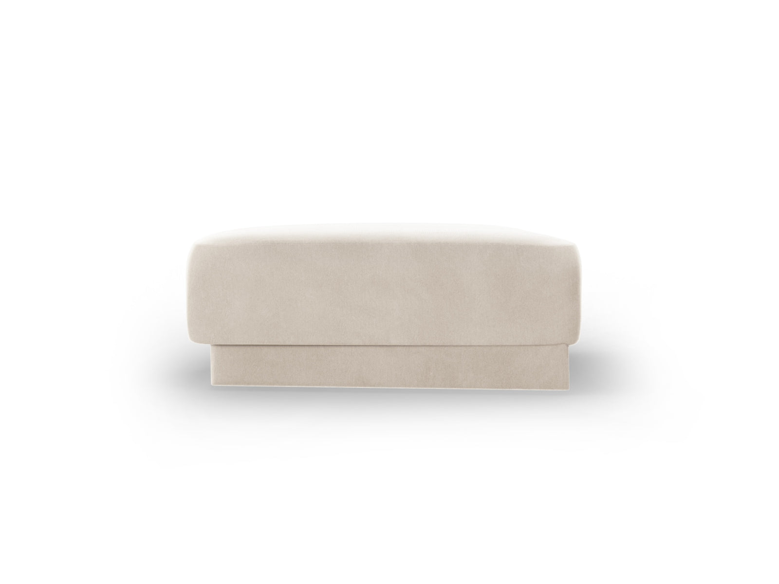 Eleganter Miley Velour Pouf in zartem Beige, ideal für gemütliche Sitzgelegenheiten und als stilvolles Wohnaccessoire.