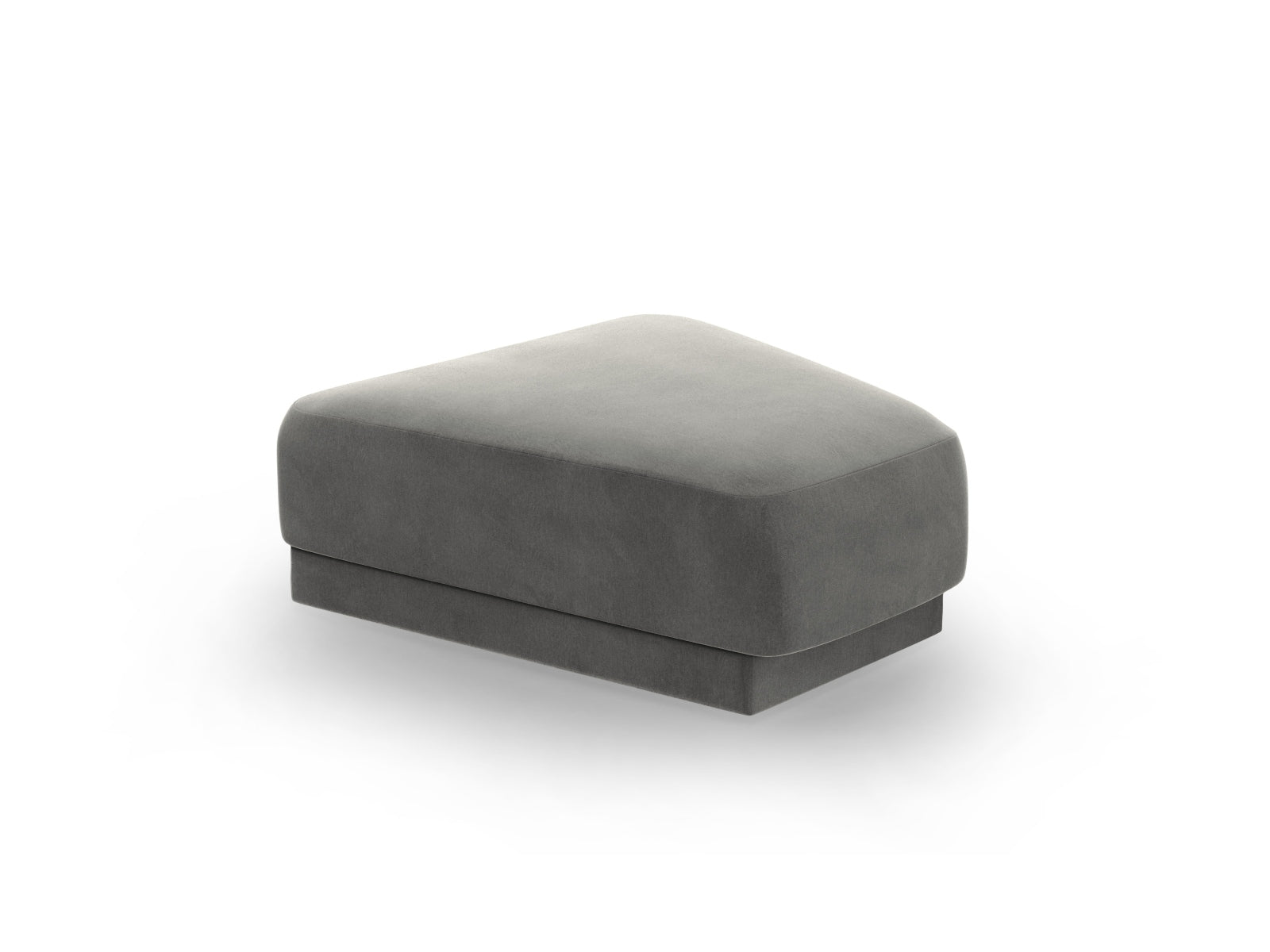 Eleganter Miley Velour Pouf in sanftem Grau, ideal für stilvolle Interiors. Funktional und dekorativ, ergänzt er jedes moderne Zuhause.