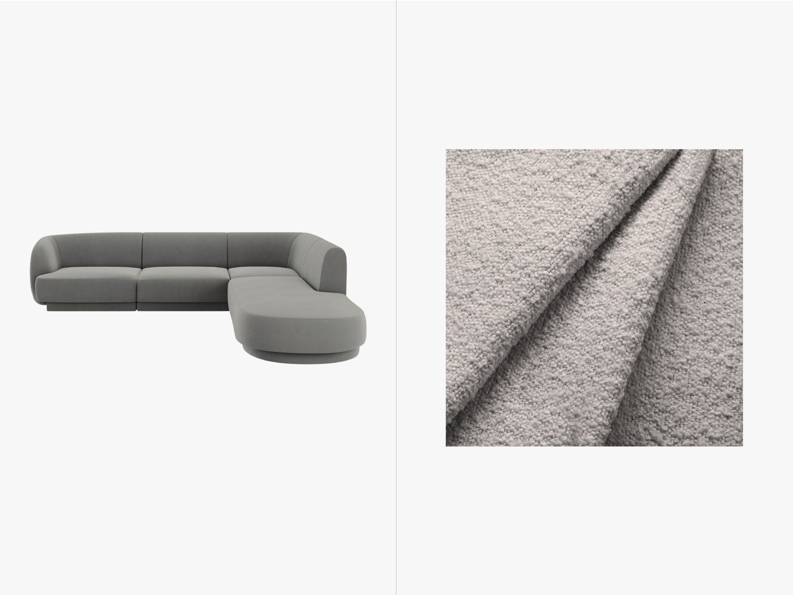 Miley Boucle Ecksofa rechts 6 Sitzer in Light Grey-Baloo präsentiert im Onlineshop von KAQTU Design AG. Ecksofa rechts ist von Micadoni