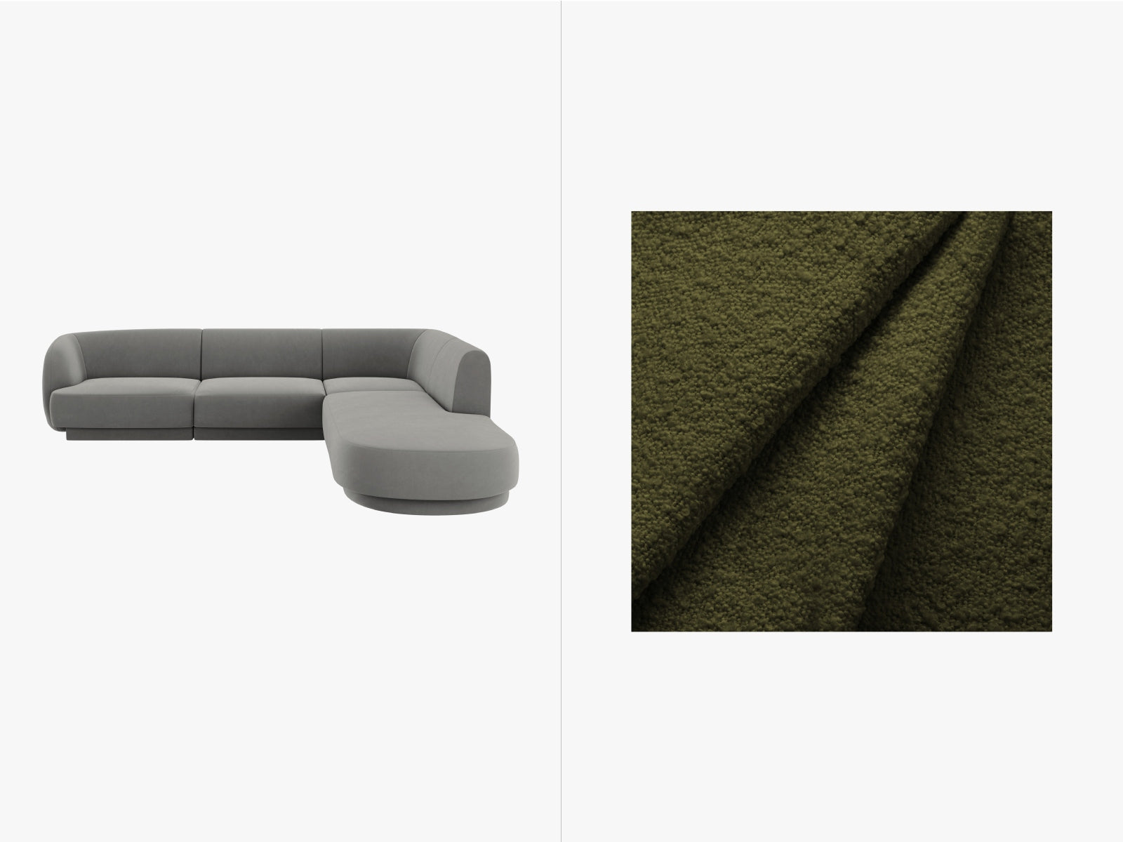 Miley Boucle Ecksofa rechts 6 Sitzer in Dark Olive Green-Baloo präsentiert im Onlineshop von KAQTU Design AG. Ecksofa rechts ist von Micadoni