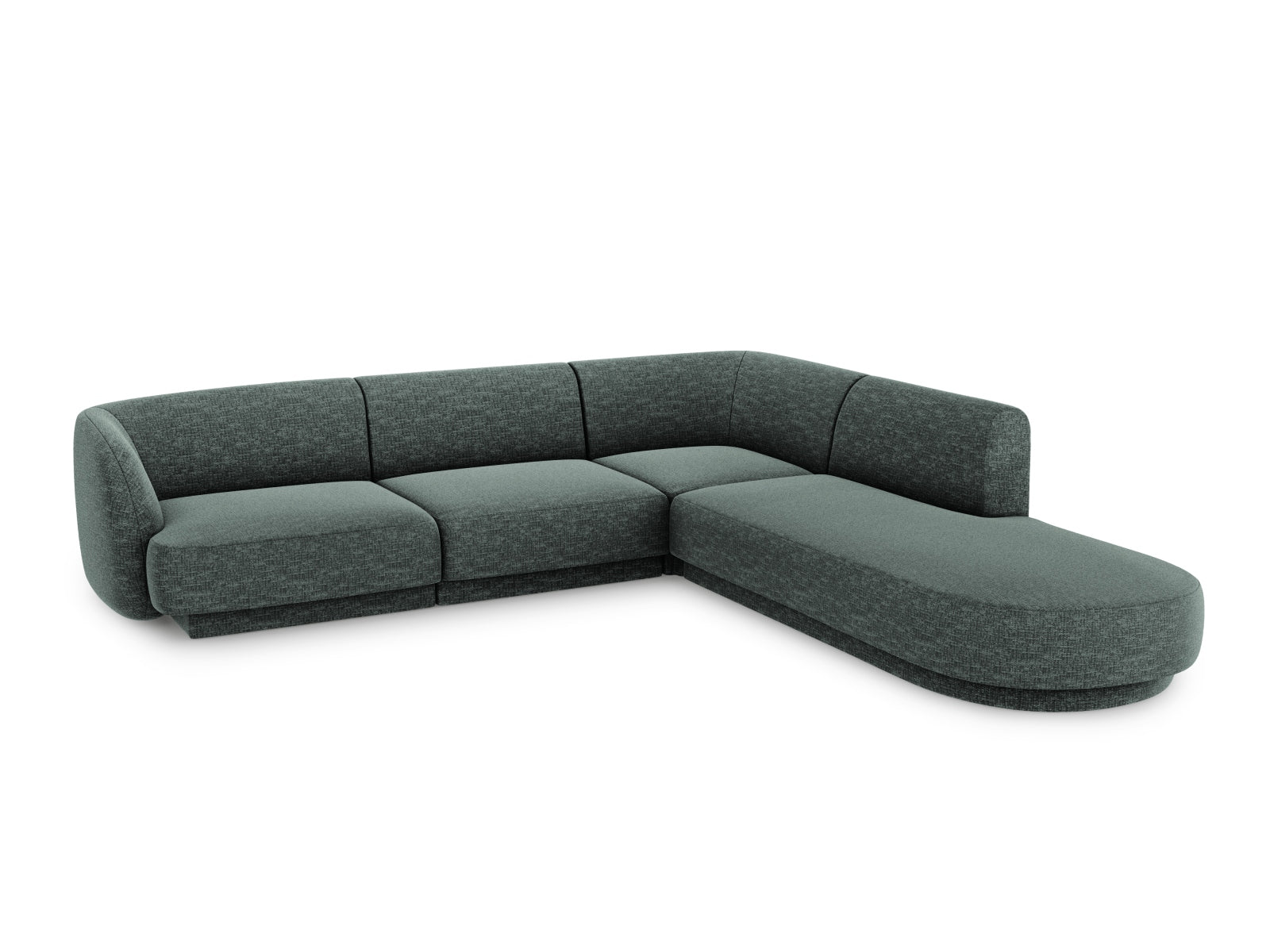Stylisches Miley Ecksofa rechts für 6 Personen in elegantem Petrol-Haga, ideal für moderne Wohnräume und gemütliche Abende.