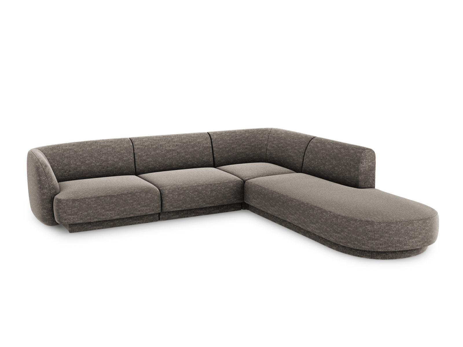 Stylisches Miley Ecksofa rechts für 6 Personen in elegantem Grau, ideal für moderne Wohnräume und gemütliche Abende.