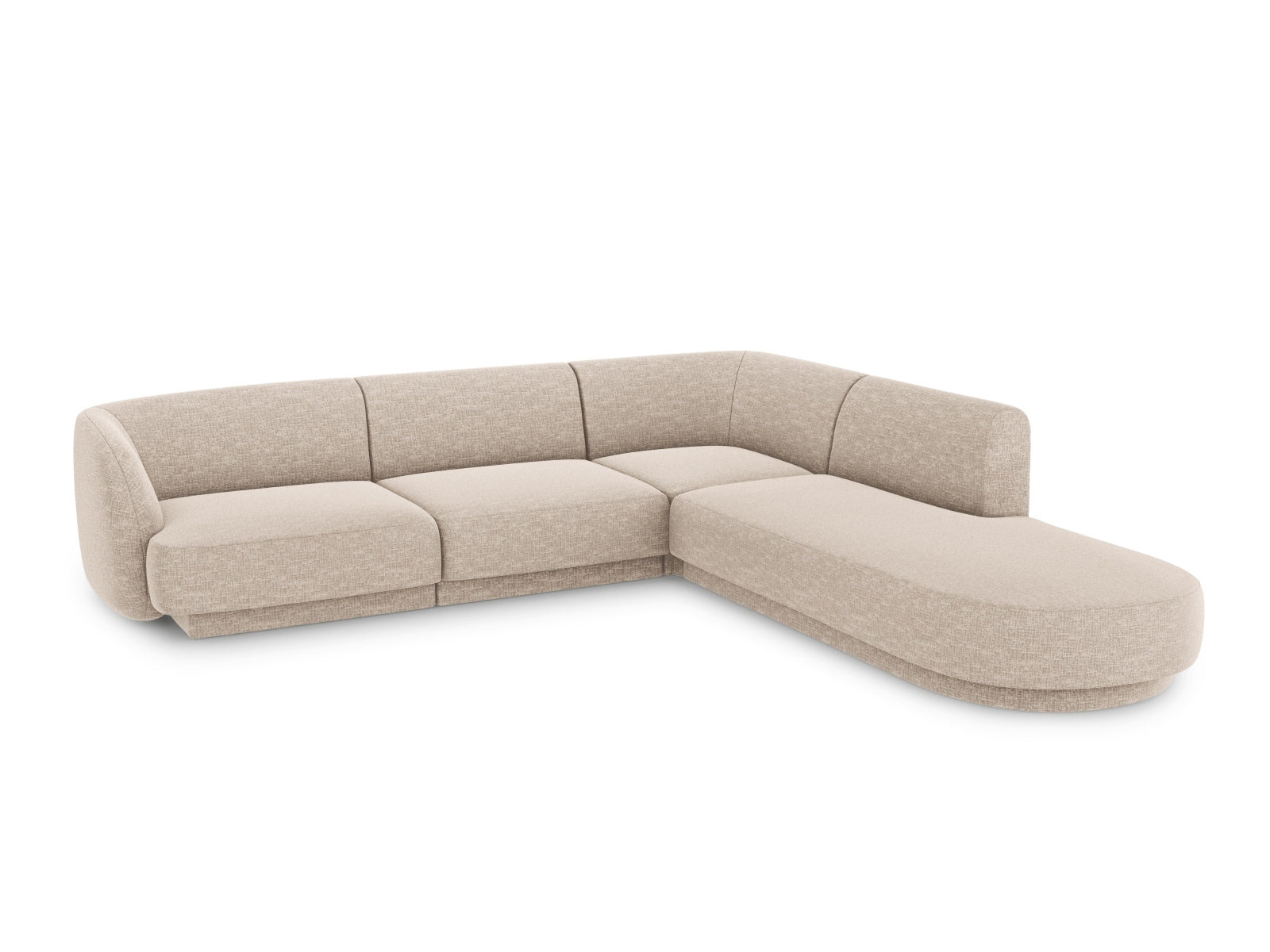 Beige Miley Ecksofa rechts für 6 Personen, stilvolles Design von Micadoni, ideal für moderne Wohnräume, bequem und einladend.