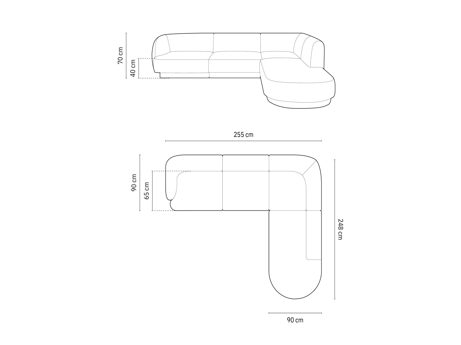 Modernes Miley Ecksofa rechts für 6 Personen in zeitlosem Anthrazit, perfekt für gemütliche Zusammenkünfte und stilvolle Wohnräume.