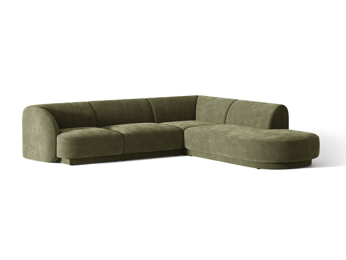 Produktfoto des Miley Ecksofas von Micadoni in Dunkelbeige, L-Form, Bezug aus Bluvel-Stoff, schwarze Kunststoffbeine, Sitzhöhe 40 cm.