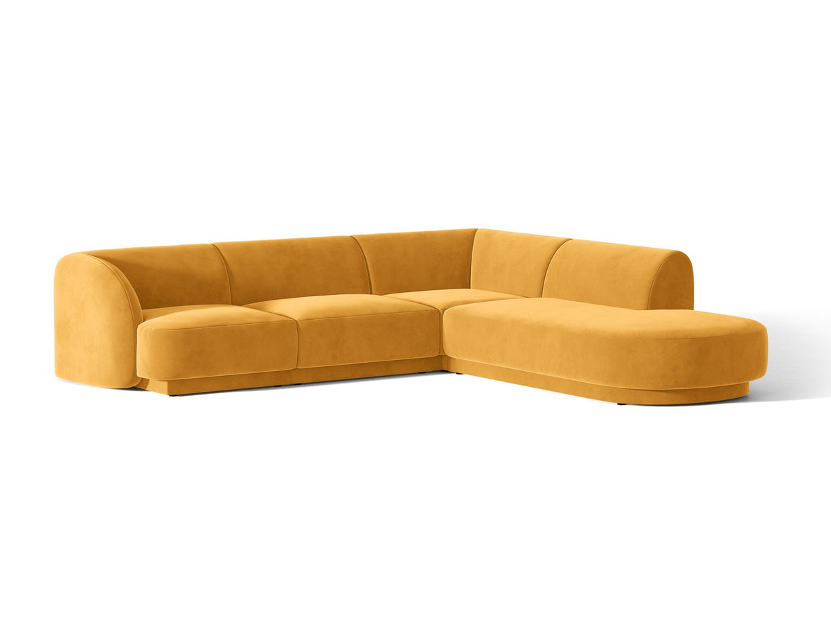 Produktfoto des Miley Ecksofas von Micadoni in Dunkelbeige, L-Form, Bezug aus Bluvel-Stoff, schwarze Kunststoffbeine, Sitzhöhe 40 cm.