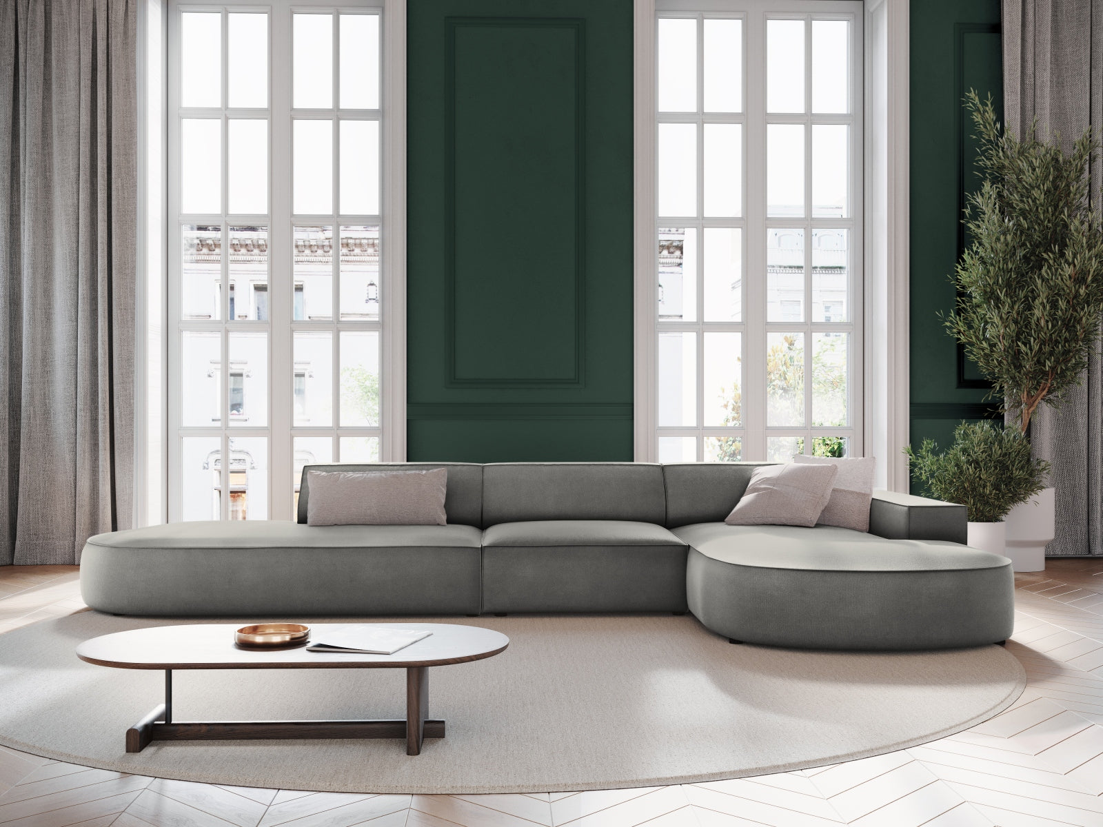 Entdecken Sie das elegante Jodie Velour Ecksofa rechts von Micadoni – ein 4-Sitzer, der Komfort und Stil vereint. Ideal für Ihr modernes Wohnzimmer!