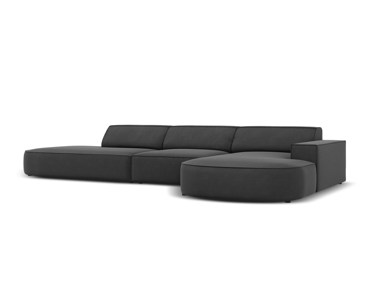 Erleben Sie das Jodie Velour Ecksofa rechts von Micadoni – ein modulares 4-Sitzer Sofa, das Eleganz und Flexibilität für Ihr Zuhause bietet.