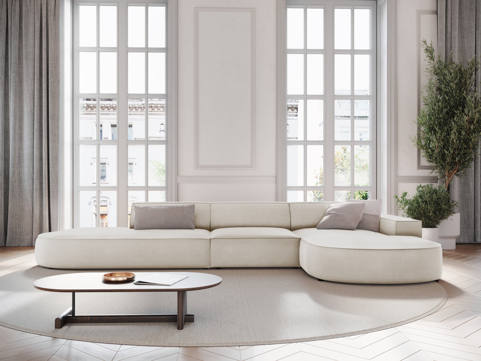 Entdecken Sie das elegante Jodie Velour Ecksofa rechts von Micadoni – ein 4-Sitzer, der Komfort und Stil vereint. Ideal für Ihr modernes Wohnzimmer!