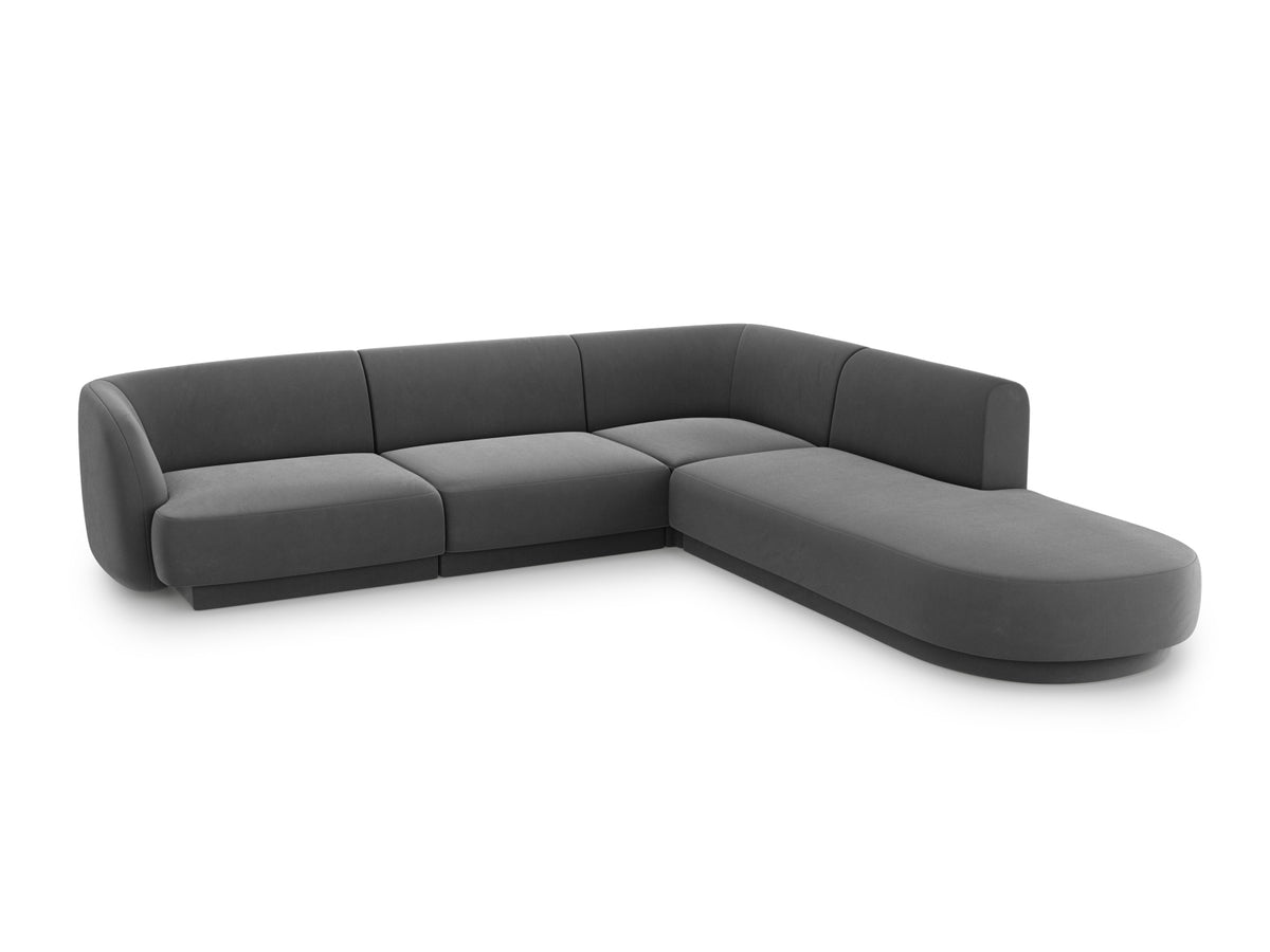 Miley Velour Ecksofa rechts 6 Sitzer in Grey-Bluvel präsentiert im Onlineshop von KAQTU Design AG. Ecksofa rechts ist von Micadoni