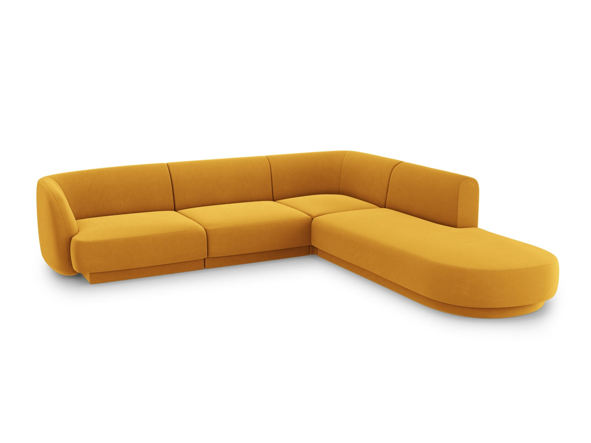 Miley Velour Ecksofa rechts 6 Sitzer in Yellow-Bluvel präsentiert im Onlineshop von KAQTU Design AG. Ecksofa rechts ist von Micadoni