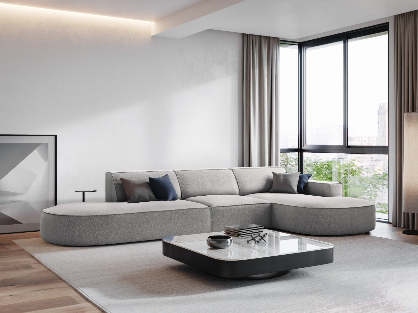 Entdecken Sie das Jodie Ecksofa von Micadoni – ein stilvolles, modulares 4-Sitzer Sofa, das Komfort und Eleganz in Ihr Wohnzimmer bringt.