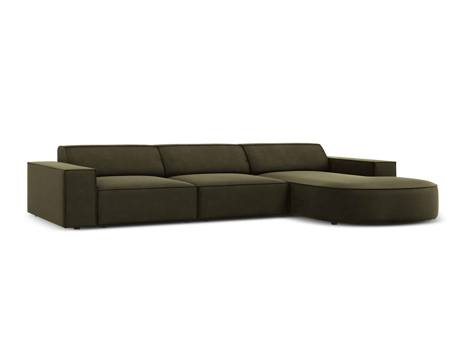 Erleben Sie das Jodie Velour Ecksofa rechts von Micadoni – ein modulares 4-Sitzer Sofa, das Komfort, Stil und Anpassungsfähigkeit vereint.