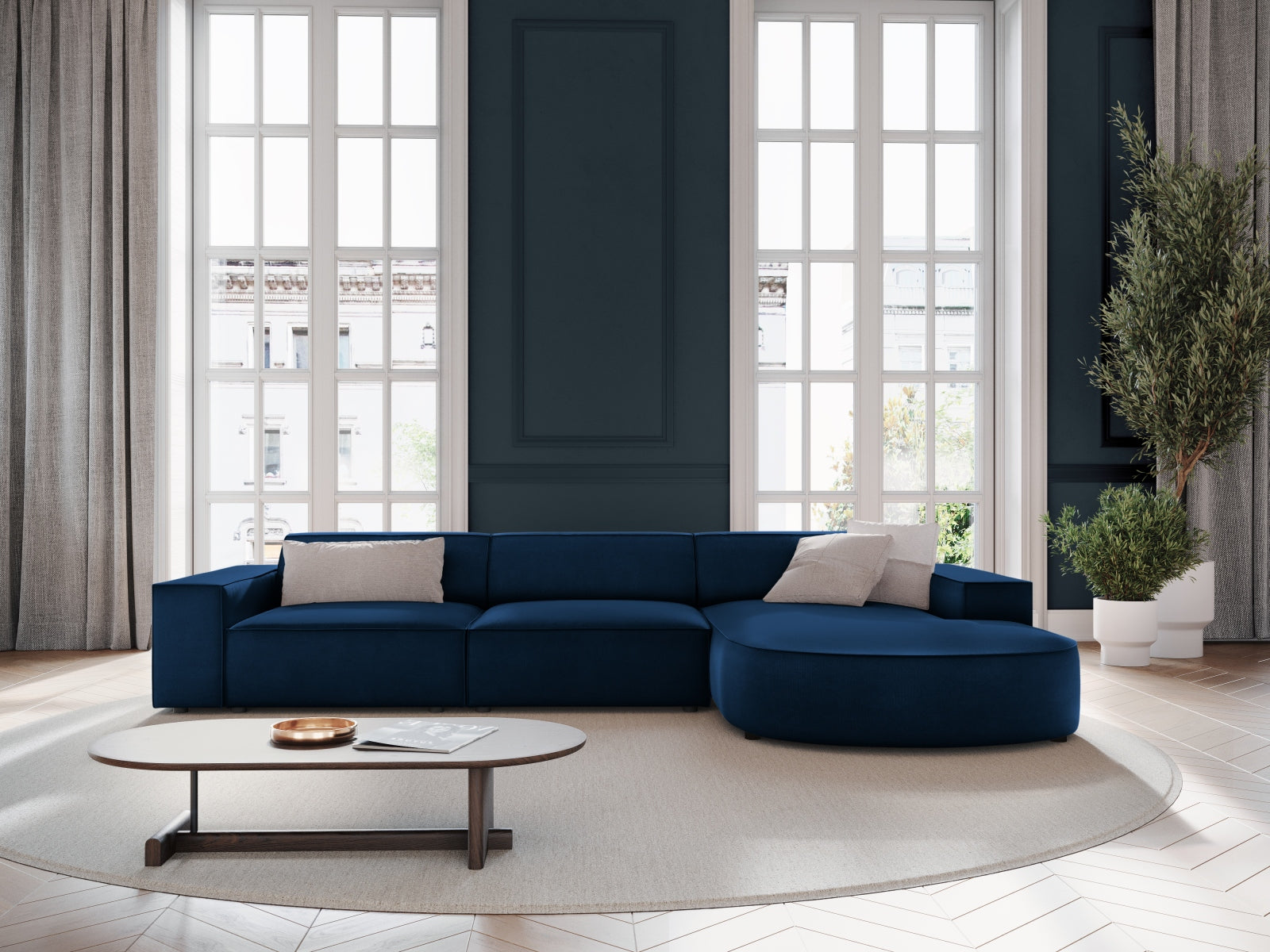 Entdecken Sie das elegante Jodie Velour Ecksofa rechts von Micadoni – ein 4-Sitzer, der Komfort und Stil vereint. Ideal für Ihr modernes Wohnzimmer!