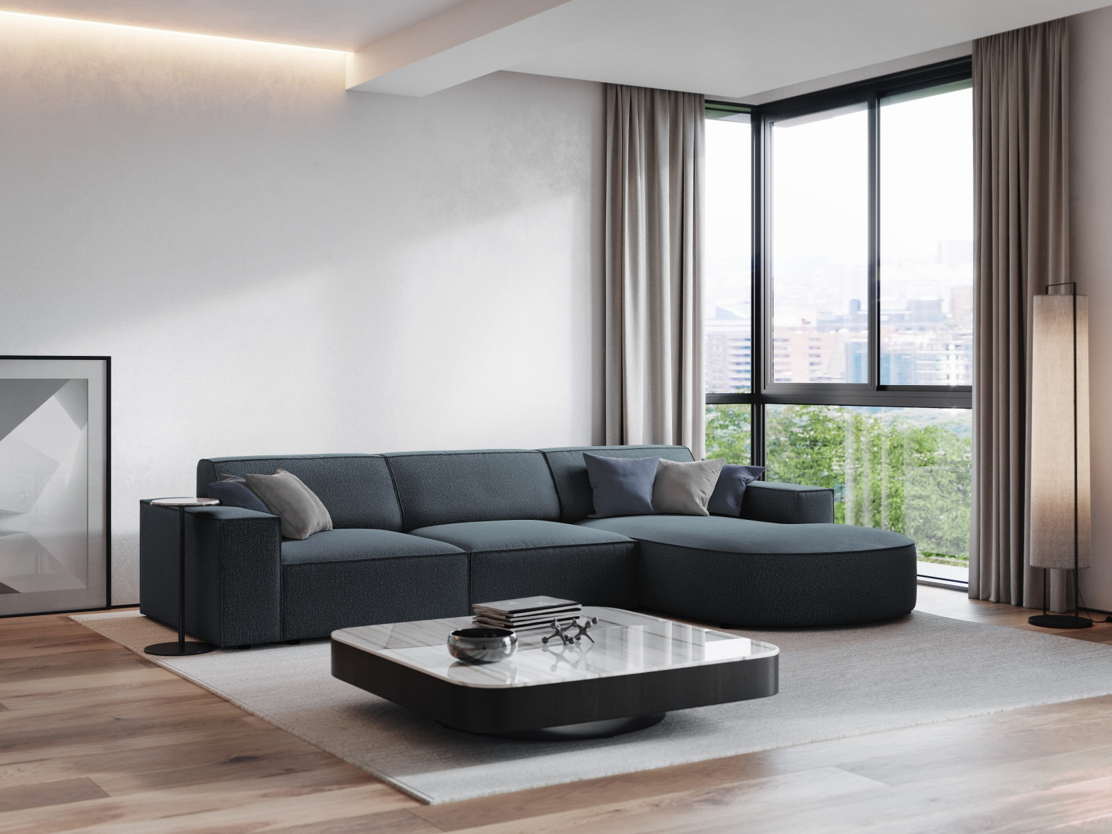 Entdecken Sie das Jodie Ecksofa von Micadoni – stilvoll, modular und perfekt für Ihr modernes Wohnzimmer. Komfort und Eleganz vereint!