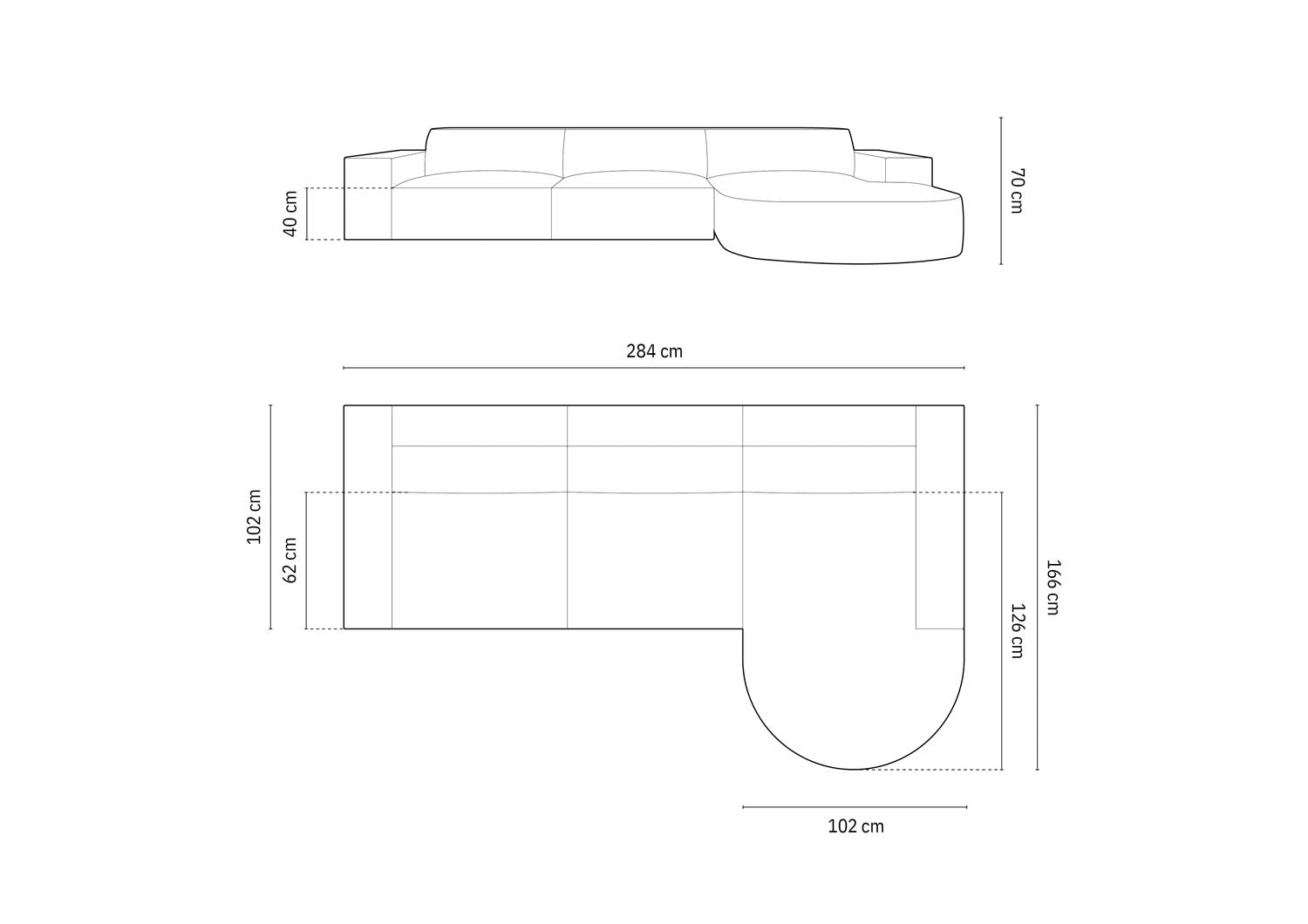 Erleben Sie das Jodie Ecksofa rechts 4 Sitzer von Micadoni – ein elegantes, modulares Sofa, das Komfort und Stil in Ihr Wohnzimmer bringt.