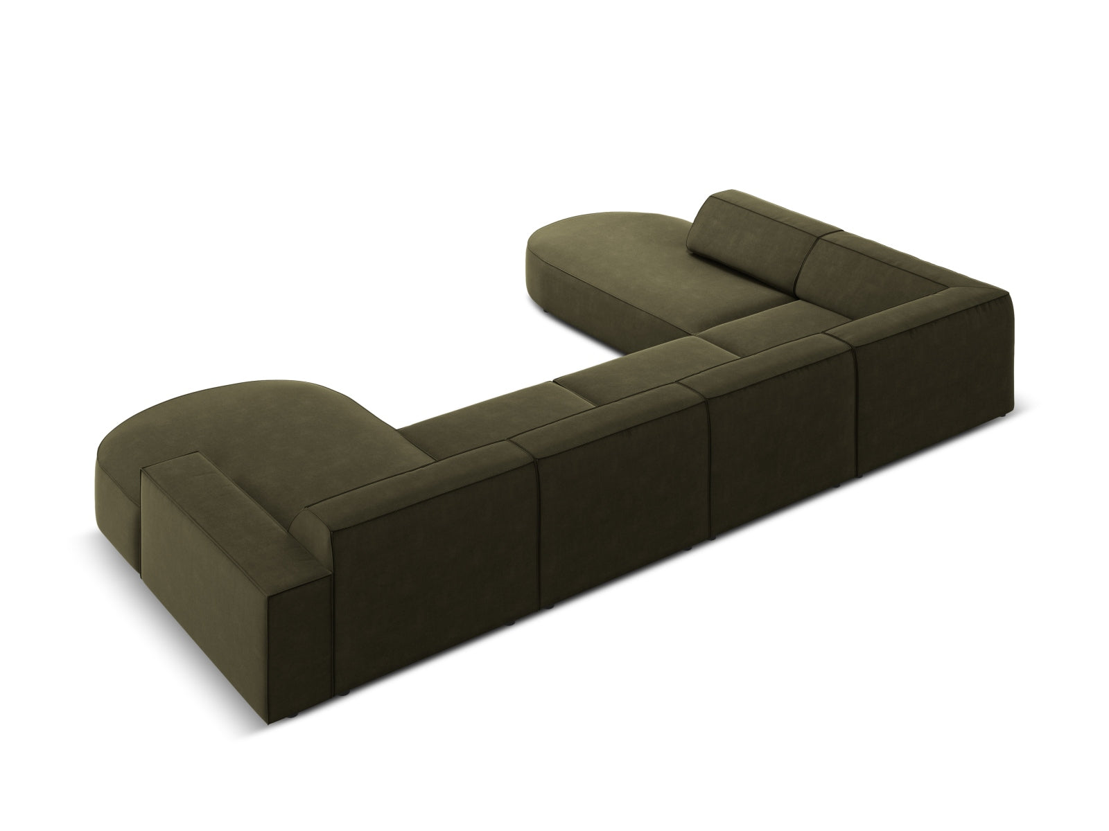 Entdecken Sie das elegante Jodie Velour 7-Sitzer Ecksofa links von Micadoni – ein modulares Design für höchsten Komfort und Stil in Ihrem Zuhause.