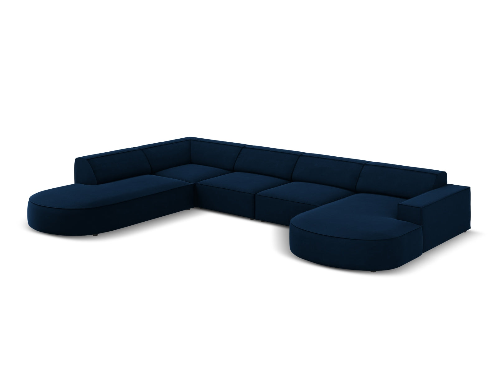 Erleben Sie das Jodie Velour 7-Sitzer Ecksofa links von Micadoni. Luxuriös, modular und perfekt für gesellige Abende oder entspannte Stunden.